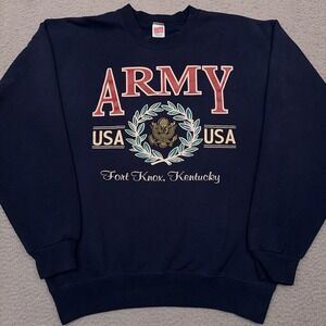 Vintage Soffe Sweats US Army Fort Knox Sweatshirt Mens M Blue Crew Neck USA Made